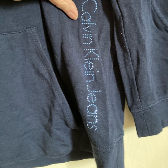 🌞Calvin Klein Navy Beaded Detail on Lower Left Side Long Sleeve Shirt#Gr - Picture 9 of 10